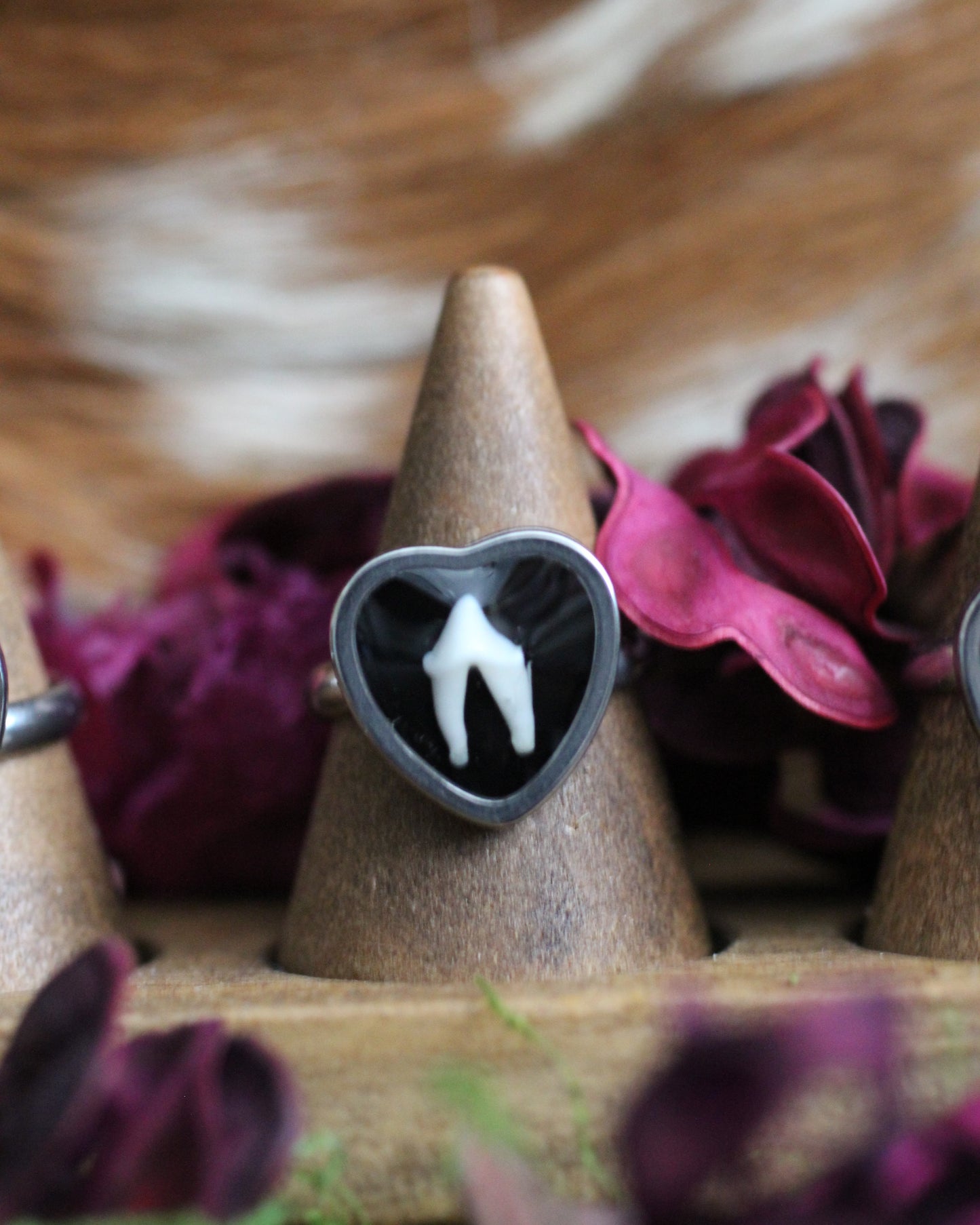 Heart Shaped Tooth and Bone Rings