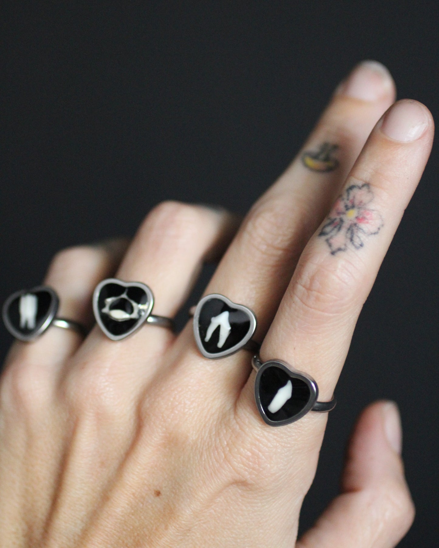 Heart Shaped Tooth and Bone Rings