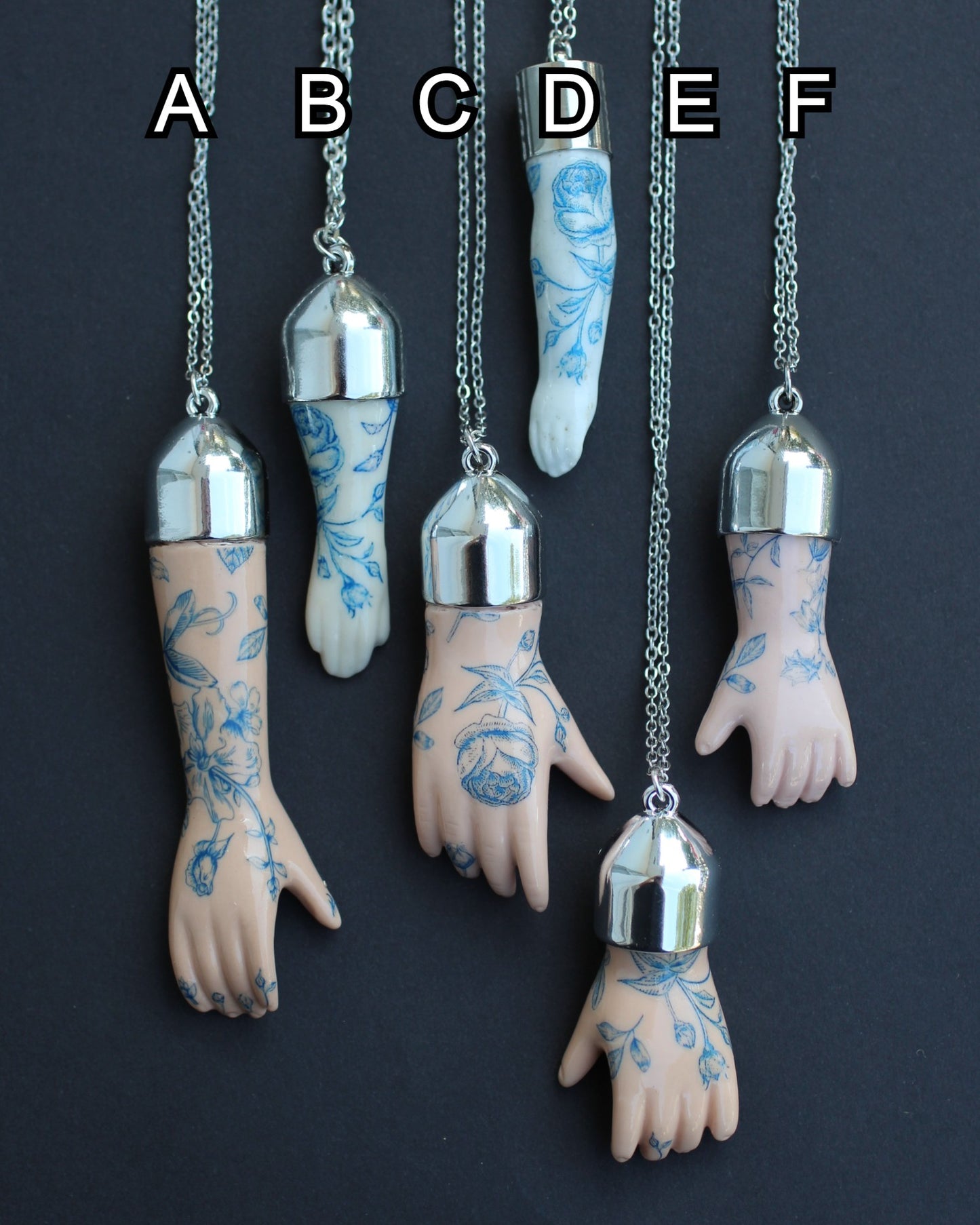 Blue Floral Porcelain Doll Arms