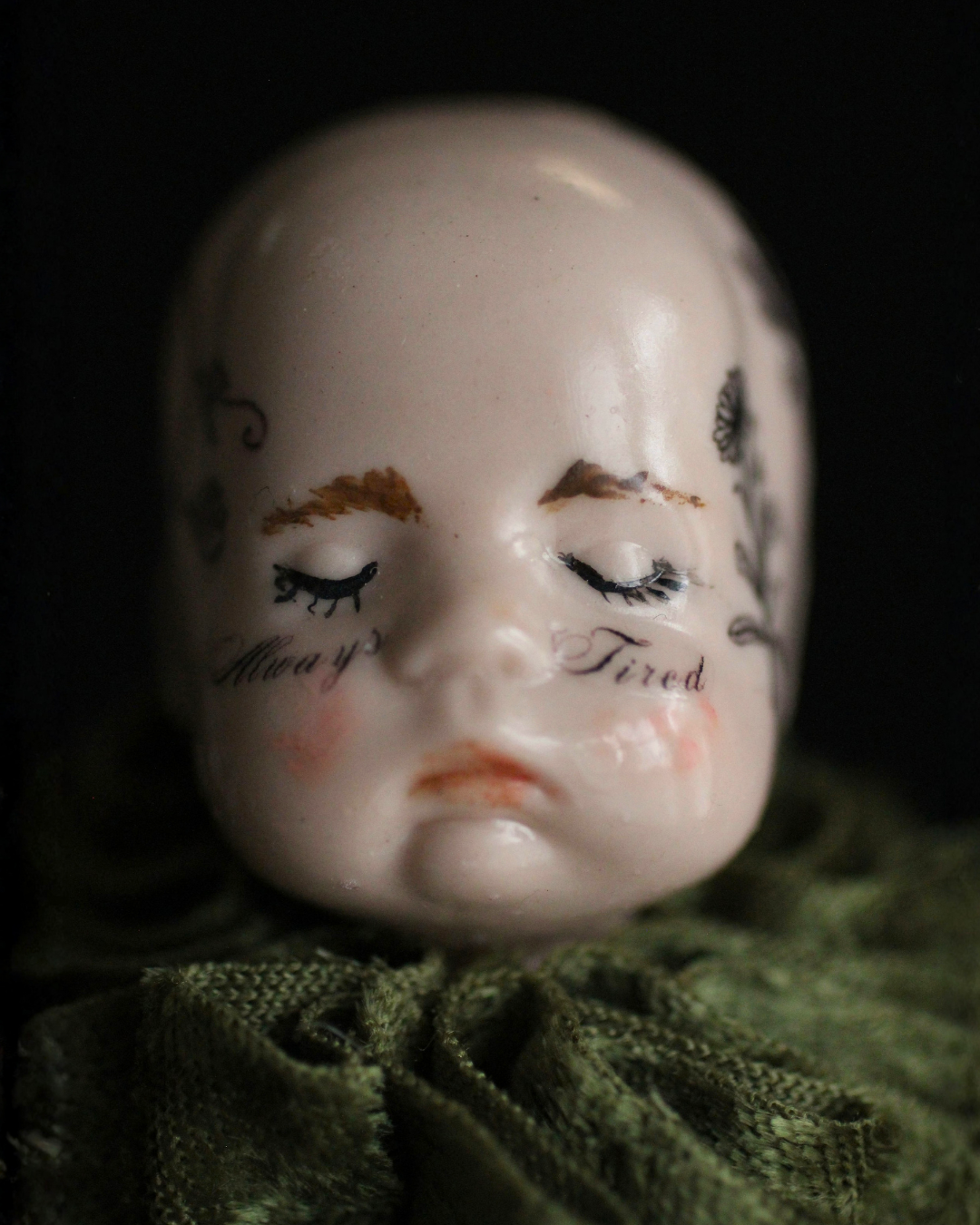 Always Tired Doll Head Sculpture