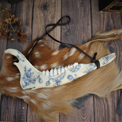 Blue Floral Deer Jawbones