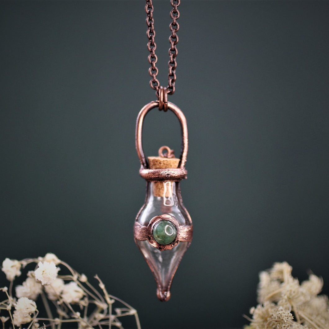 Emerald Cremation Vial Necklace